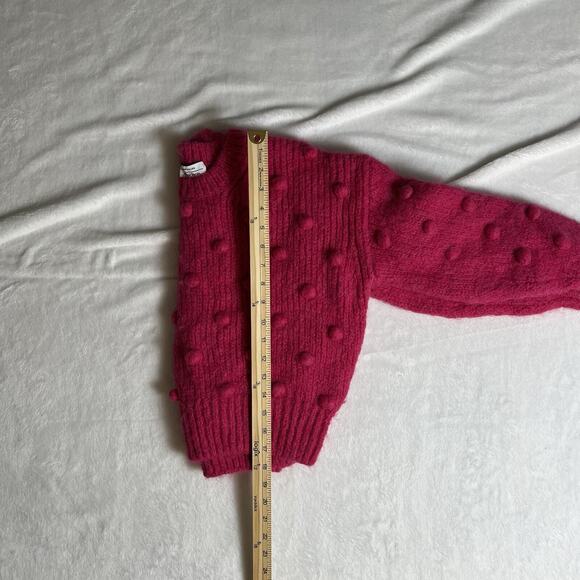 & Other Stories Women's Cropped Wool Alpaca Sweater Size S Pink Coquette Vibrant - Picture 7 of 7